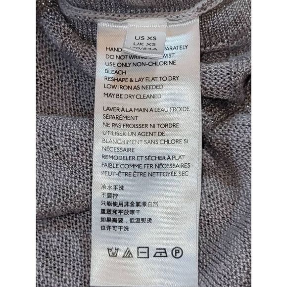 Anthropology Women's Short Dolman Sleeves Oversized Knit Silver Sweater Size XS - Picture 10 of 11